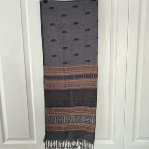 Pashmina 100% Cashmere Purple/taupe Scarf Shawl Wrap with elephants